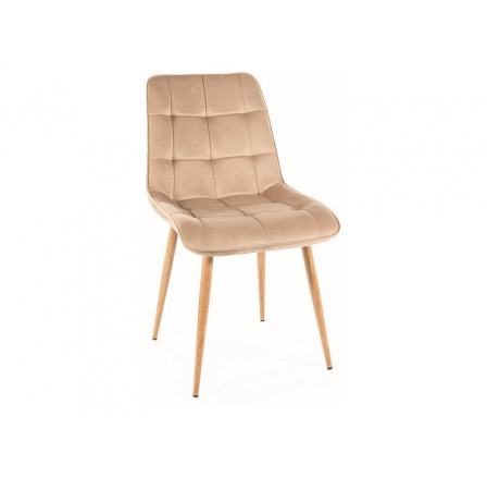 Jedálenská stolička CHIC D VELVET, béžová Bluvel 28/Dub