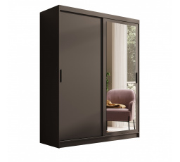 Šatní skriňa s posuvnými dverami a zrkadlom Hailey 160 Čierna+Čierna