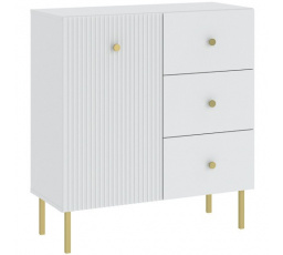 Komoda VIENA 1D3S, Biela/Zlatá