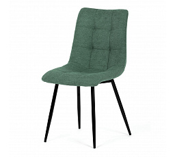 Jedálenská stolička, zelená látka, čierne kovové nohy