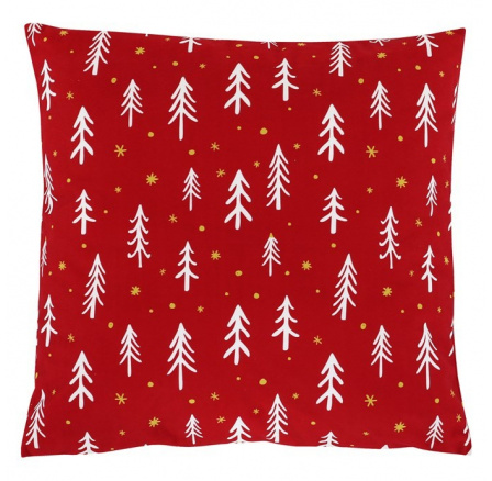 Polštář sametový s výplní - červený vánoční, 100% polyester, 45 x 45 cm