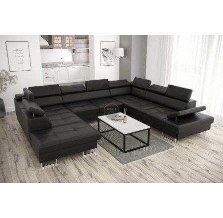 Rohová sedacia súprava GALAXY MAX I s funkciou spania 280X350X225 prírodná koža - čierna koža, Pravá strana Rohová sedacia súprava GALAXY MAX I s funkciou spania 280X350X225 prírodná koža - čierna koža, Pravá strana