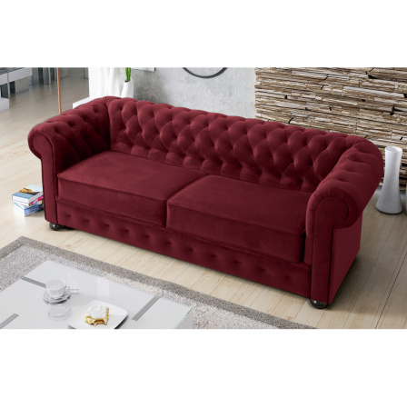 Sofa MANCHESTER III 218 cm - Pohovka bez funkcie spania, odtiene vínovej