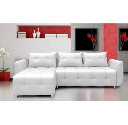 Rohová univerzálna sedacia súprava SARA, Biela Ekokoža 17