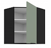 Horní rohová skříňka ARIA - 60x60 GN-72 1F (45°), Černá/Aquamarine