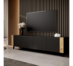TV komoda FARO, čierna matná / dub craft