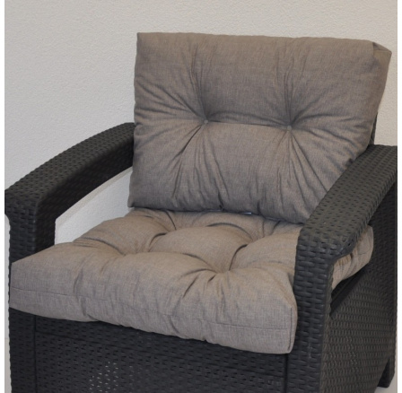 Poduška na kreslo z umelého ratanu - látka sivý melír