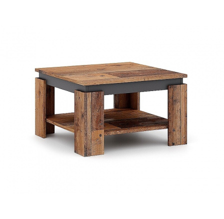 Konferenčný stôl AGAVA 68x68 cm, staré drevo/Matera tmavosivá