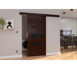 Posuvné dvere na stenu DESIO 76 Wenge+Black Lacobel