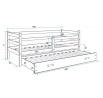 Detská posteľ ERYK s prístelkou 80x190 cm, vrátane matracov, Biela/Zelená