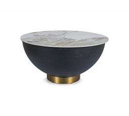 Konferenčný stôl CYPRUS A, Efekt bieleho mramoru/Čierny mat/Zlatá