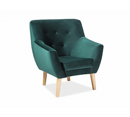 Kreslo NORDIC 1 Velvet, zelené Bluvel 78/bukové