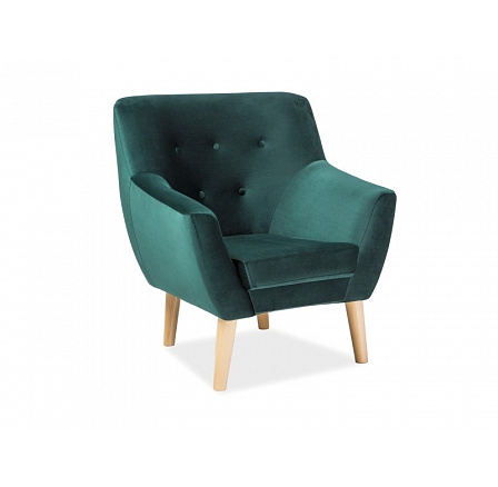 Kreslo NORDIC 1 Velvet, zelené Bluvel 78/bukové Kreslo NORDIC 1 Velvet, zelené Bluvel 78/bukové