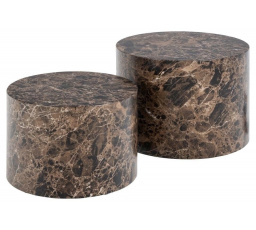 Sada 2 stolíkov Dice okrúhle mramor hnedý