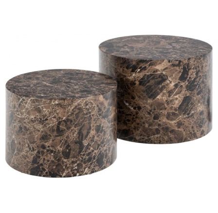 Sada 2 stolíkov Dice okrúhle mramor hnedý