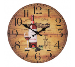 Hodiny nástěnné - pr. 34 cm, MDF, červené víno