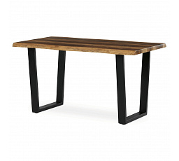Stôl jedálenský, 140x80x75 cm, MDF doska, dekor staré drevo, kovové nohy v tvare U, čierny matný lak