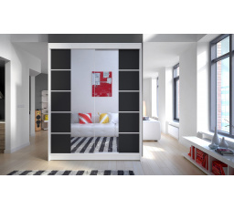 Šatníková skriňa CAMILA V 150, Biela/Čierna