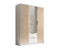 Šatní skriňa Neri 150 s dverami a zrkadlami Biela+Biela