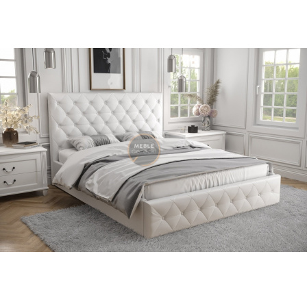 Posteľ ROMA - 160x200, Drevená, Biela eko koža