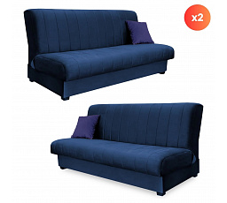 Sada 2x Rozkladacia Pohovka SIGMA Modrá Zamatová