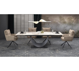 Jedálenský stôl FERNANDO, Efekt bieleho mramoru/Čierna