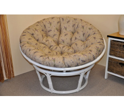 Ratanový papasan 115 cm biely - vankúš levanduľový
