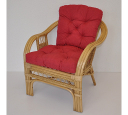 Ratanové kreslo Rio De Janeiro medové - vankúš bordový