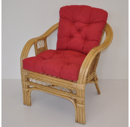 Ratanové kreslo Rio De Janeiro medové - vankúš bordový