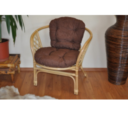 Ratanové kreslo Bahama medový vankúš hnedé zvýraznenia