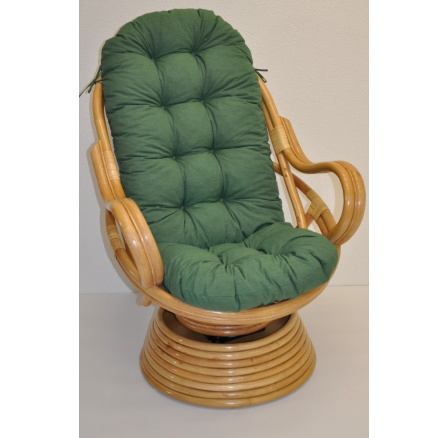 Ratanové hojdacie kreslo Swivel honey vankúš tmavozelené zvýraznenia