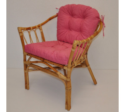 Ratanové kreslo Subaliu - vankúš malinovo modrý