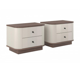 2 x VESPER NOČNÝ STOLÍK 56 2SZ - kašmír mdf / orech / čierne úchyty / sokel