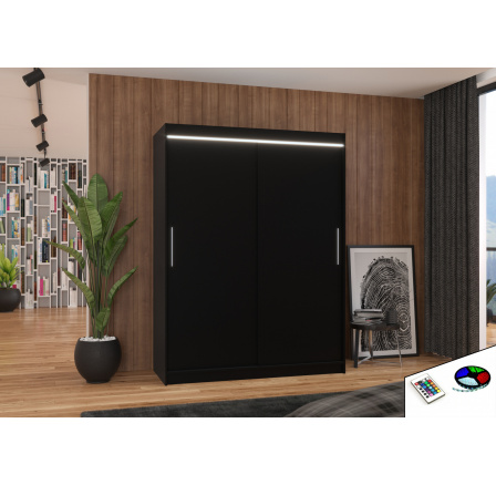 Posuvná skriňa s LED osvetlením DENVER 150 Čierna+Čierna