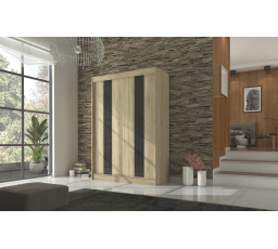 Posuvná skriňa s lacobelom KAREN 150 Sonoma+Čierny Lacobel