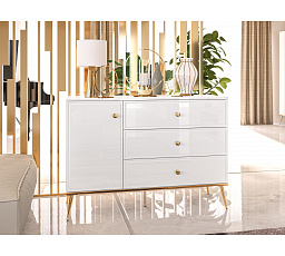 Komoda GOLDIN 05, biela / biely lesk
