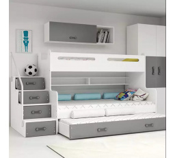 Detská poschodová posteľ MAX 3 Grafit, 3 miestna 120 X 200