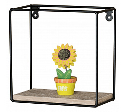 Nástenná polica 30 cm, MDF, dekor dub, čierny matný kov