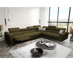 Rohová sedacia súprava TOSCANIA MAX, relax 320×250 - pravá, olivová