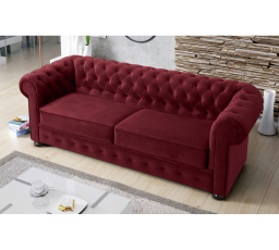 Sofa MANCHESTER III 218 cm - Pohovka s funkciou spania, odtiene vínovej