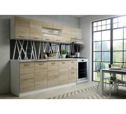 Kuchynská linka PERLA 260, dub sonoma/biela