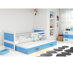 Posteľ s prístelkou Riky II 90x200 biela/modrá