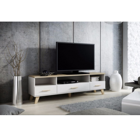 TV komoda LOTTA RTV 180 3S3K, Biela/ Dub sonoma