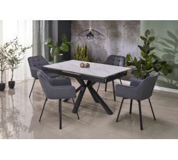 Jedálenský stôl PLATAN, efekt bieleho mramoru / čierna