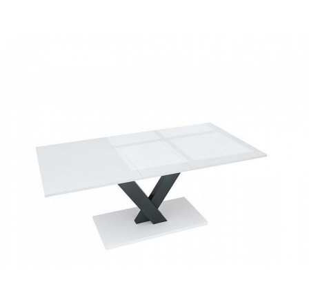 Jedálenský stôl VALERIAN, biely lesk/čierna/biela alpská