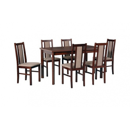 MILENIUM 2 - jedálenský set stôl+6 stoličiek (Modena 1P+Boss 14 ) orech/ NOVÁ látka st.hnedá č. 11B-Neve 13 - kolekcia "DRE" (DM) (K150)