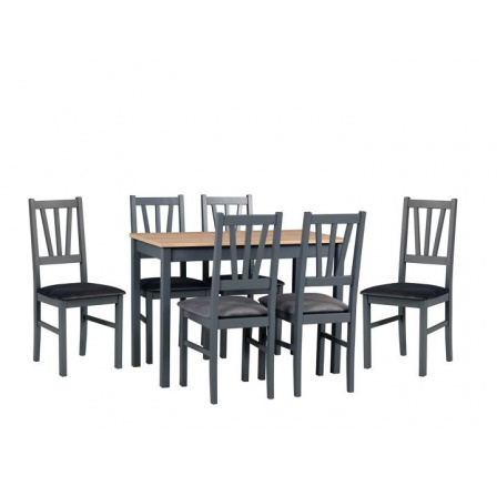MILENIUM 7 - jedálenský set stôl+6 stoličiek (Max 2+Boss 5 ) dub lamino sonoma/grafit / stoličky grafit/grafit látka 28B-Kronos 22 - kolekcia "DRE" (DM) (K150)NOVINKA