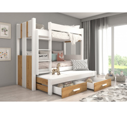 ARTEMA trojposchodová posteľ s matracom 180x80 White+Artisan