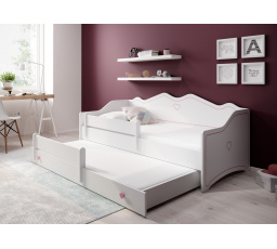 Dvojlôžko s matracmi EMKA II Pink 160x80 Biela+Ružová