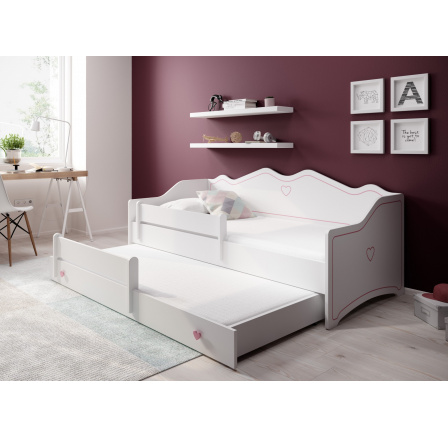 Dvojlôžko s matracmi EMKA II Pink 160x80 Biela+Ružová Dvojlôžko s matracmi EMKA II Pink 160x80 Biela+Ružová